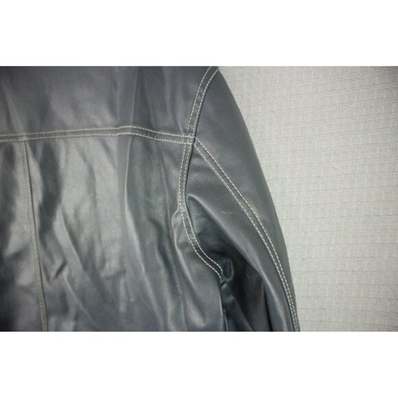 Point Zero Faux Leather Motorcycle Cafe Striped Jacket XL - Picture 4 of 8